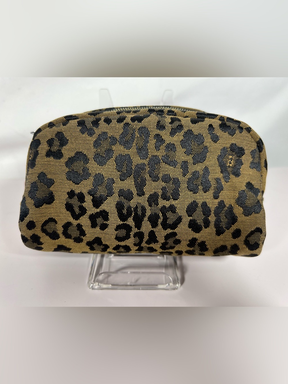 Fendi Leopard Print Cosmetic Pouch in Tan and Black